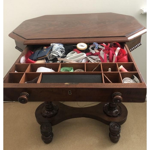 1372 - A 19thC mahogany work table. 65 w x 43 d x 75cms h.