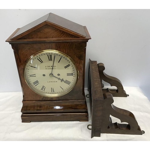 1377 - A good quality walnut cased 19thC striking bracket clock with original bracket by John Sewill, 30 Co... 