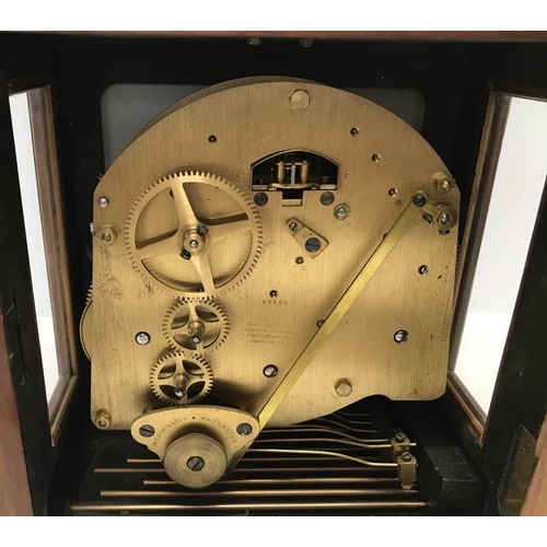 1378 - Mahogany cased Elliot mantle clock with Westminster chime and brass decoration. Carmichaels of Hull.... 