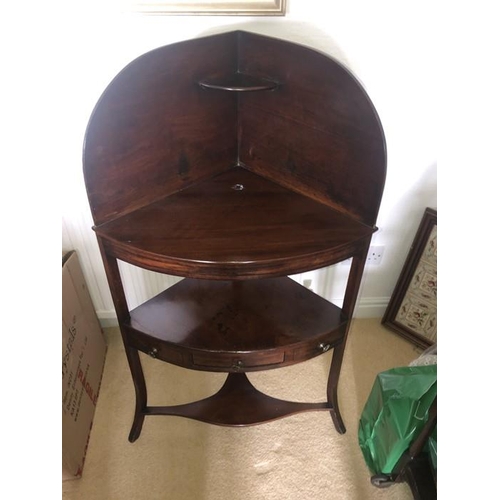 1410 - Mahogany corner washstand. 110cms h.