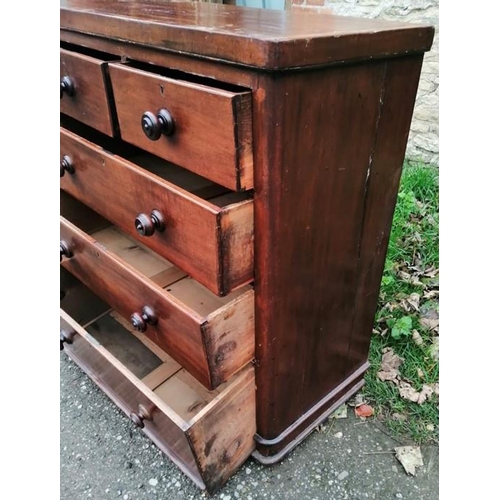 1424 - Chest of drawers, 2 short over 3 long drawers. 112 h x 100cms w x 48cms d.