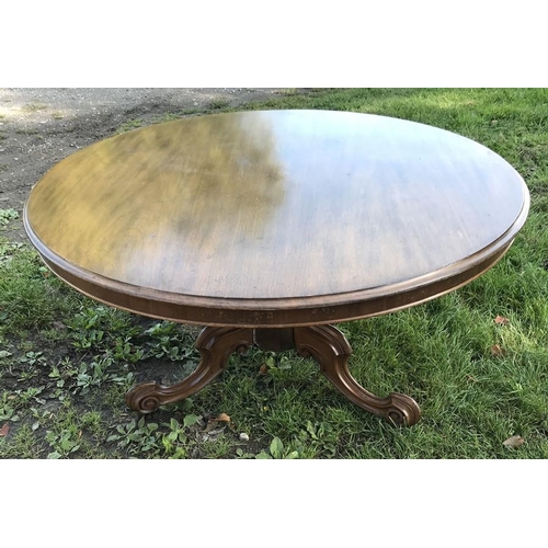 1425 - A mahogany tip top pedestal dining table with 6 rosewood balloon back dining chairs.