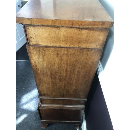 1433 - A Biedermeier mahogany desk on splay feet. 93 w x 46 d x 143cms h.