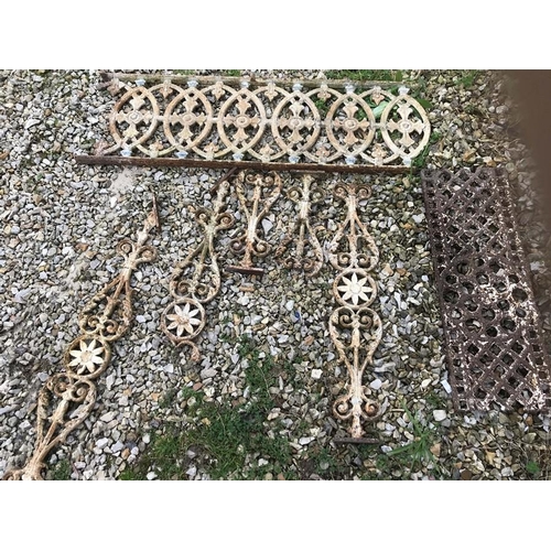 1436 - Various 19thC ornate cast iron including grid and stair rails.