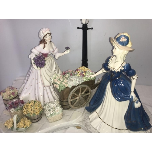 コルポート COALPORT May お花 陶器 置物 展示品 A large group figurine The Flower Seller by Coalport, limited