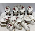 Royal Staffordshire tea service ''Roses to Remember'' teapot, large plate, milk, sugar bowl, 12 cups... 