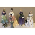 Four Royal Doulton figures, Polly HN 3178, Alexandra HN 3286, Florence HN 2745, Carolyn HN2112.