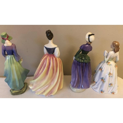 29 - Four Royal Doulton figures, Polly HN 3178, Alexandra HN 3286, Florence HN 2745, Carolyn HN2112.