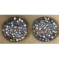 A pair of hand crafted mosaic tiled plates backed on to a metal embossed plate ' Who Killed Cock Rob... 