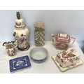 Masons Ironstone Pottery selection. Mandalay table lamp, 38cms h, jug 14cms, Applique vase, 25cms h,... 