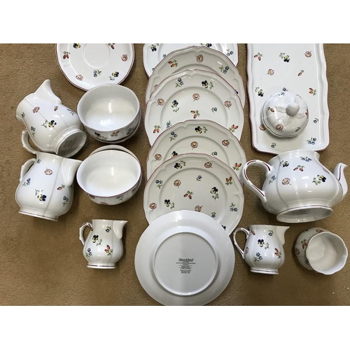39 - Villeroy and Boch Petite Fleur pattern tea and dinner ware. 33 pieces, very good condition.