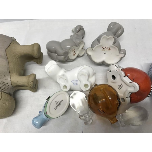 41 - Collection of Hippo ornaments including Nao LLadro, Villeroy and Boch, Royal Osborne, Muggins potter... 