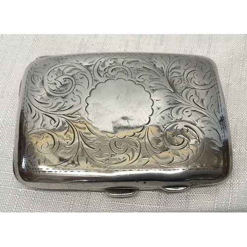 459 - Small hallmarked silver engraved cigarette case, 64.5gms.