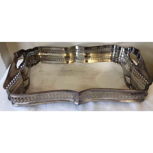 464 - A good quality plated tray. 47 x 32cms.