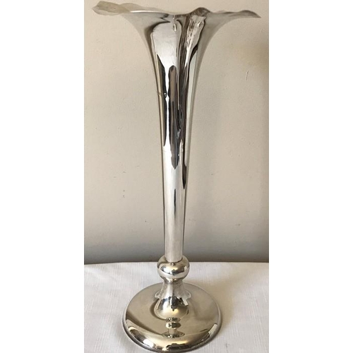 469 - A tall silver vase with weighted base, Birmingham 1906. 38.5cms h, possibly T. Wooley.