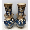Pair of Japanese Satsuma tall vases, circa 1900, floral and gilt decoration. 55cms h.