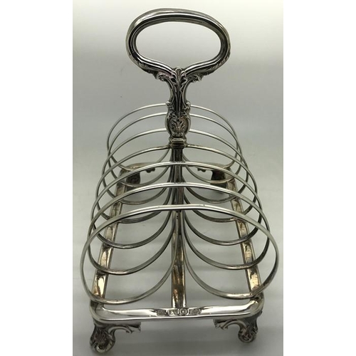 481 - A William IV silver toast rack, Sheffield 1834, maker Henry Wilkinson & Co. 287.5gms.