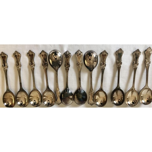 486 - An extensive suite of fine quality hallmarked silver cutlery in Kings shape Victoria pattern. Initia... 