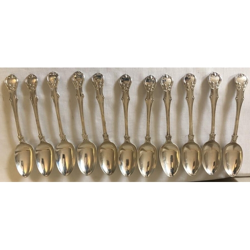 486 - An extensive suite of fine quality hallmarked silver cutlery in Kings shape Victoria pattern. Initia... 