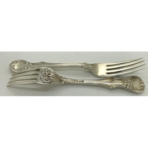 486 - An extensive suite of fine quality hallmarked silver cutlery in Kings shape Victoria pattern. Initia... 