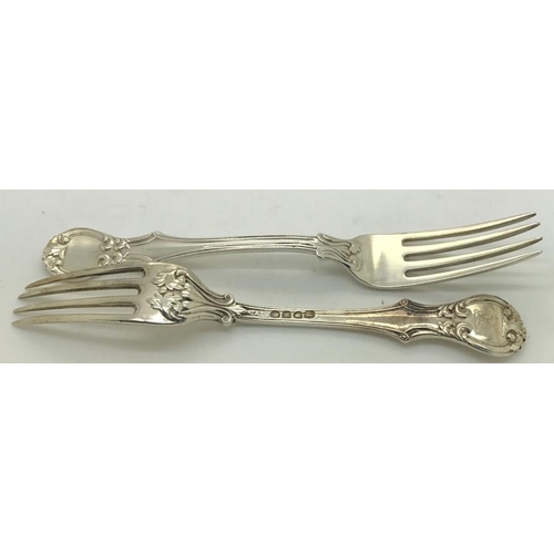 486 - An extensive suite of fine quality hallmarked silver cutlery in Kings shape Victoria pattern. Initia... 