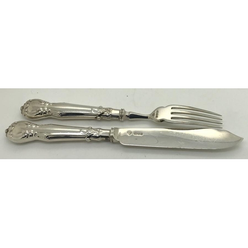 486 - An extensive suite of fine quality hallmarked silver cutlery in Kings shape Victoria pattern. Initia... 