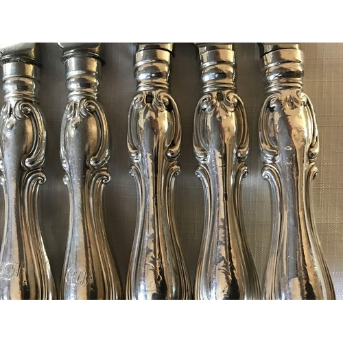 486 - An extensive suite of fine quality hallmarked silver cutlery in Kings shape Victoria pattern. Initia... 