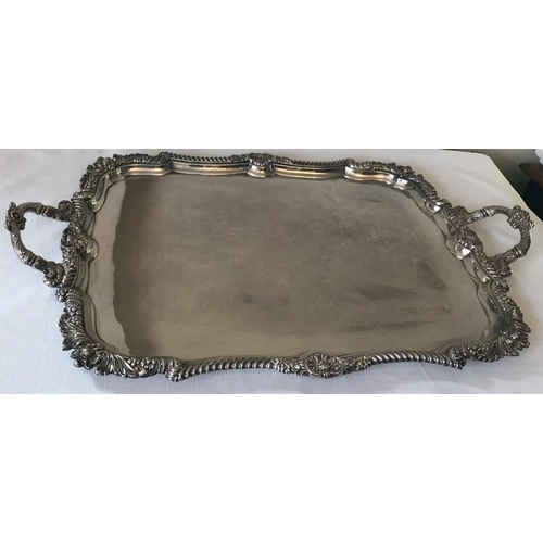 488 - A good quality silver plated two handled tray. 46 x 73cms.