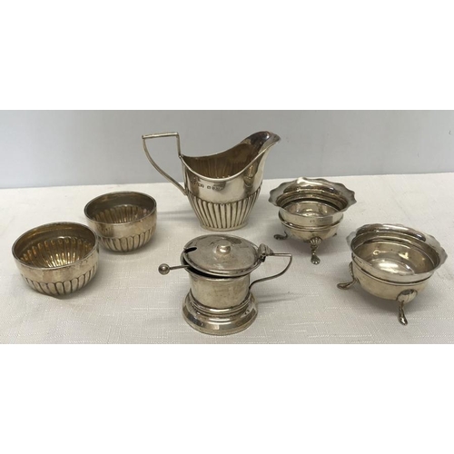 498 - Selection of silver, Pair of Mappin and Webb salts, Sheffield 1888, Collingwood London Salt, rubbed ... 