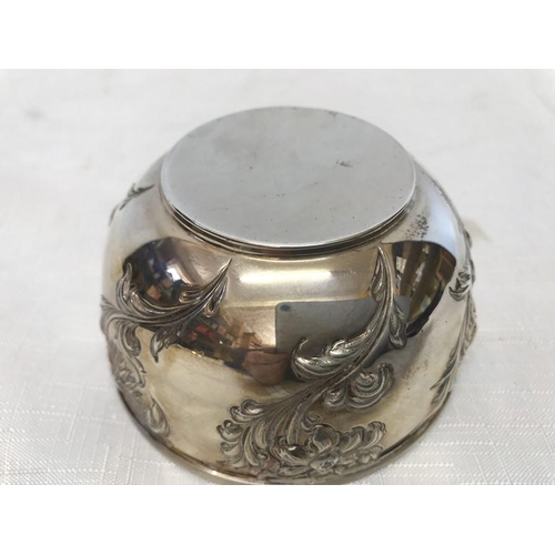 499 - Hallmarked silver small bowl with embossed floral decoration, H.A. Sheffield 1901-2 Harry Aitken. 10... 