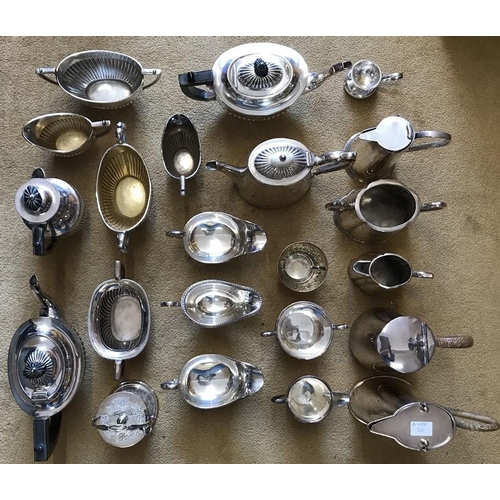 502 - Selection of silver plated items, tea set, teapots and cream jugs etc including WMF tea drip straine... 