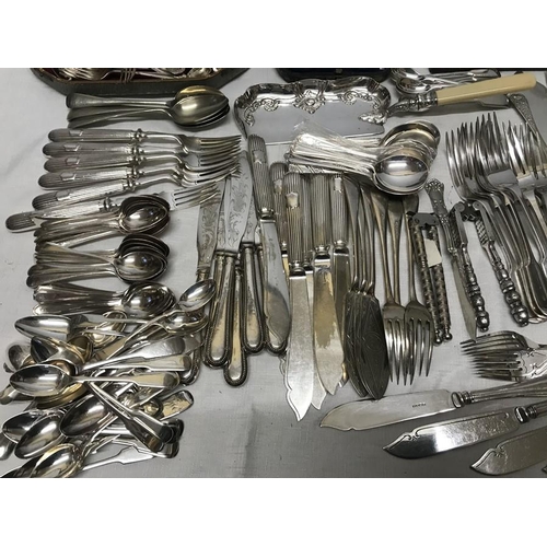 507 - Quantity of silver plated cutlery and table ware, cased set of  salts, nutcrackers, cake server etc.