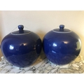 A pair of 19thC Chinese cobalt blue glazed ginger jars and covers. 22cms h.