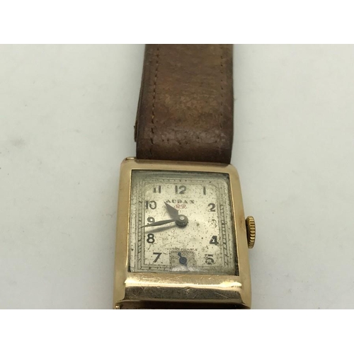 515 - A gentleman's early 9ct gold Audax manual wind wrist watch, with rectangular Arabic dial and subsidi... 