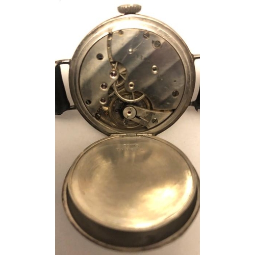 517 - A 1916 Mappin Campaign or Officers watch, silver case, Longines movement. Marked inside AB, silver c... 