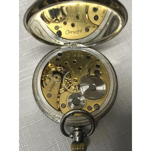 546 - Omega silver cased pocket watch, Omega movement in a Dennison silver case, 25mmw Birmingham 1929 gro... 