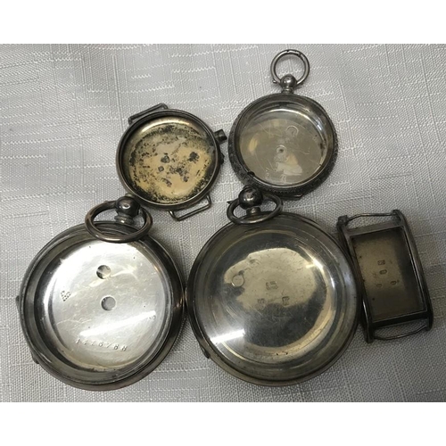 547 - Hallmarked silver pocket watch and wristwatch cases, large pocket watch, 28mm w. 139gms approx.