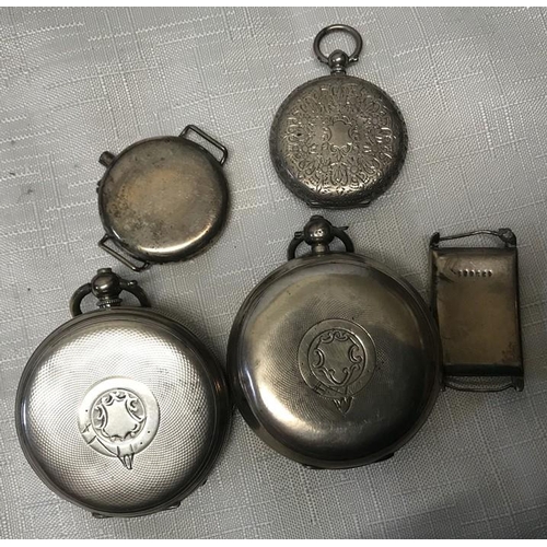 547 - Hallmarked silver pocket watch and wristwatch cases, large pocket watch, 28mm w. 139gms approx.