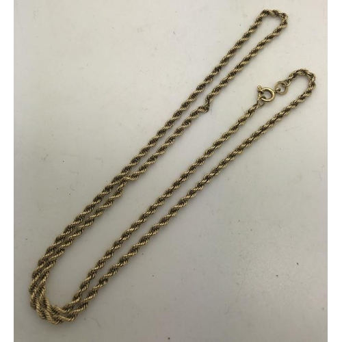 575 - A 9ct yellow gold rope chain, 52cms l. 10.1gms.