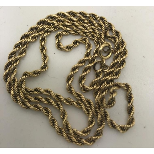 575 - A 9ct yellow gold rope chain, 52cms l. 10.1gms.