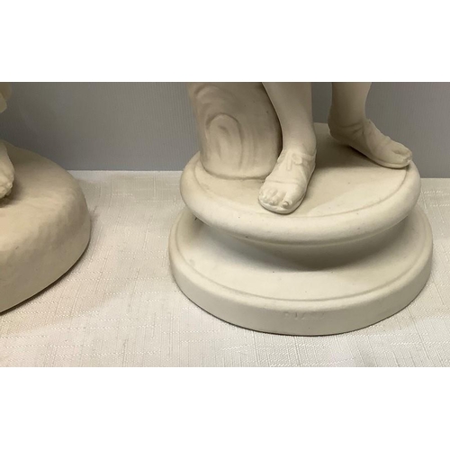 6 - Two Parian female figures in good condition, one marked Diana and initials J W to rear. 37cms h.