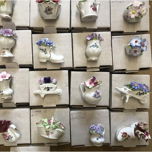 68 - Collection of Royal Stratford hand painted bone china posy ornaments, 24 mint and boxed together wit... 