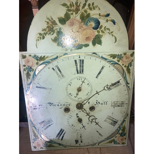 1434 - Mahogany and inlaid cased longcase clock, Branner of Hull with painted dial and swan necked pediment... 