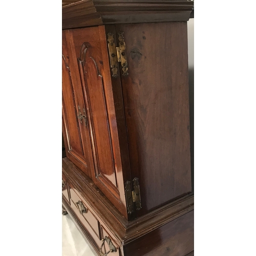 1426 - Queen Anne circa 1710 spice cupboard. Virginian walnut and multi-drawered oak interior. 77cm h x 61c... 