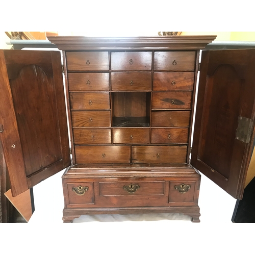 1426 - Queen Anne circa 1710 spice cupboard. Virginian walnut and multi-drawered oak interior. 77cm h x 61c... 