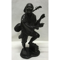 Japanese Meiji period bronze figure of a musician carrying a Shamisen with signature to the base. 30... 