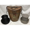 Good quality leather top hat box by A J White, Hatter, London approx 40cms h, fitted interior initia... 