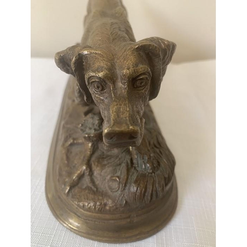 1151 - A bronze animalier figure of a setter dog. 30cms L.