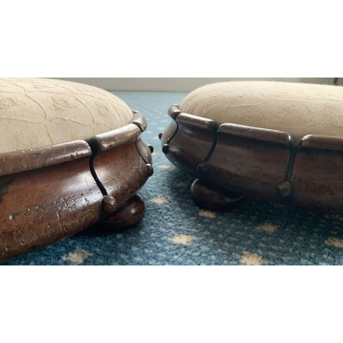 1159 - Pair Victorian mahogany footstool. 34cmd d.