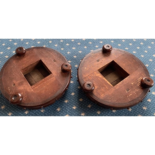 1159 - Pair Victorian mahogany footstool. 34cmd d.